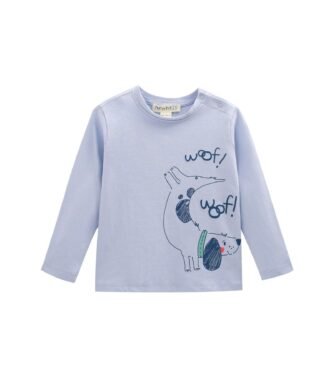Camiseta m/l con perrito CELESTE
