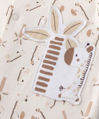 Pijama enterizo con jirafas CRUDO Y BEIGE - Imagen 2