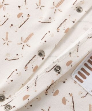 Pijama enterizo con jirafas CRUDO Y BEIGE - Imagen 4